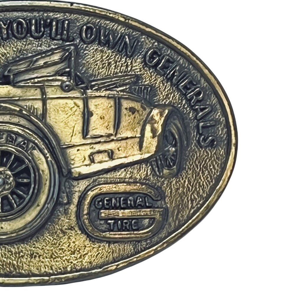 Gold Tone Sooner Or Later...Youll Own Generals Belt Buckle W/ Classic Car (5784) - Picture 3 of 5